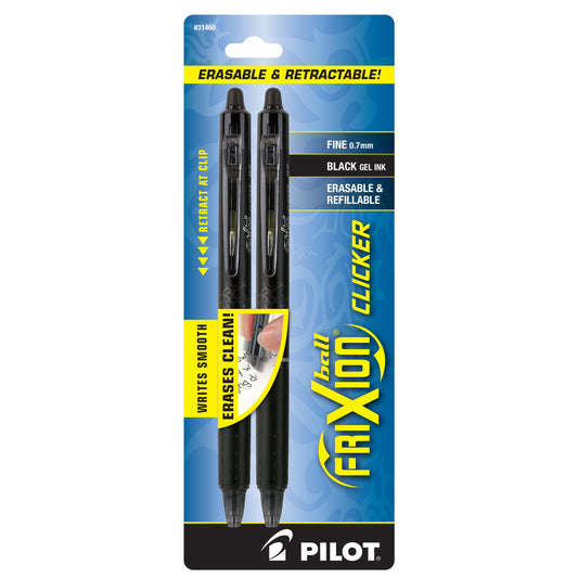 Pilot FriXion Clicker 0.7mm Erasable Gel Pens - Black Ink