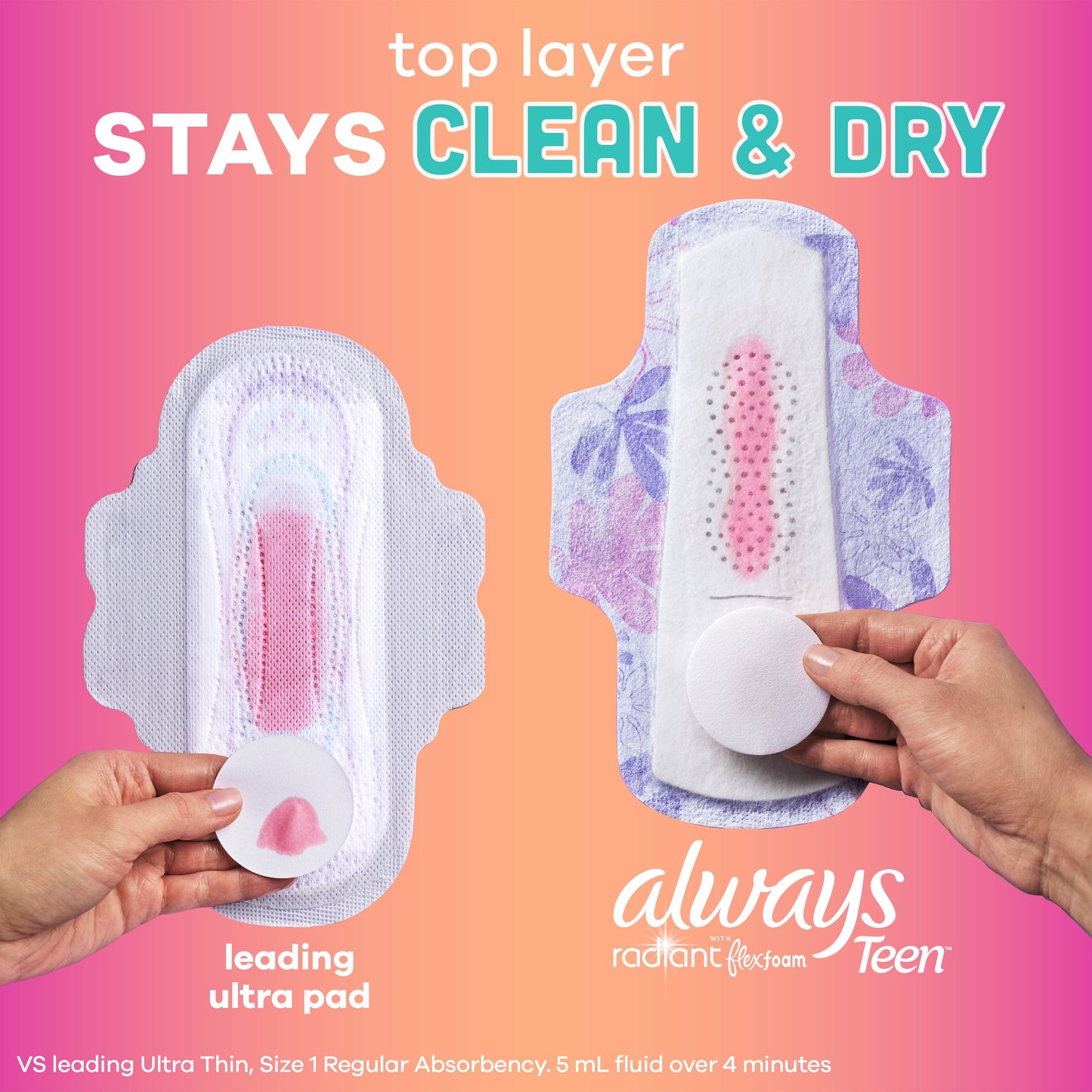 Always Teen Radiant FlexFoam Size 1 Regular Pads