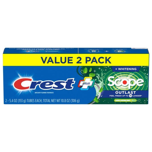 Crest Complete + Scope Outlast Whitening Toothpaste - Long Lasting Mint, 2 Pk