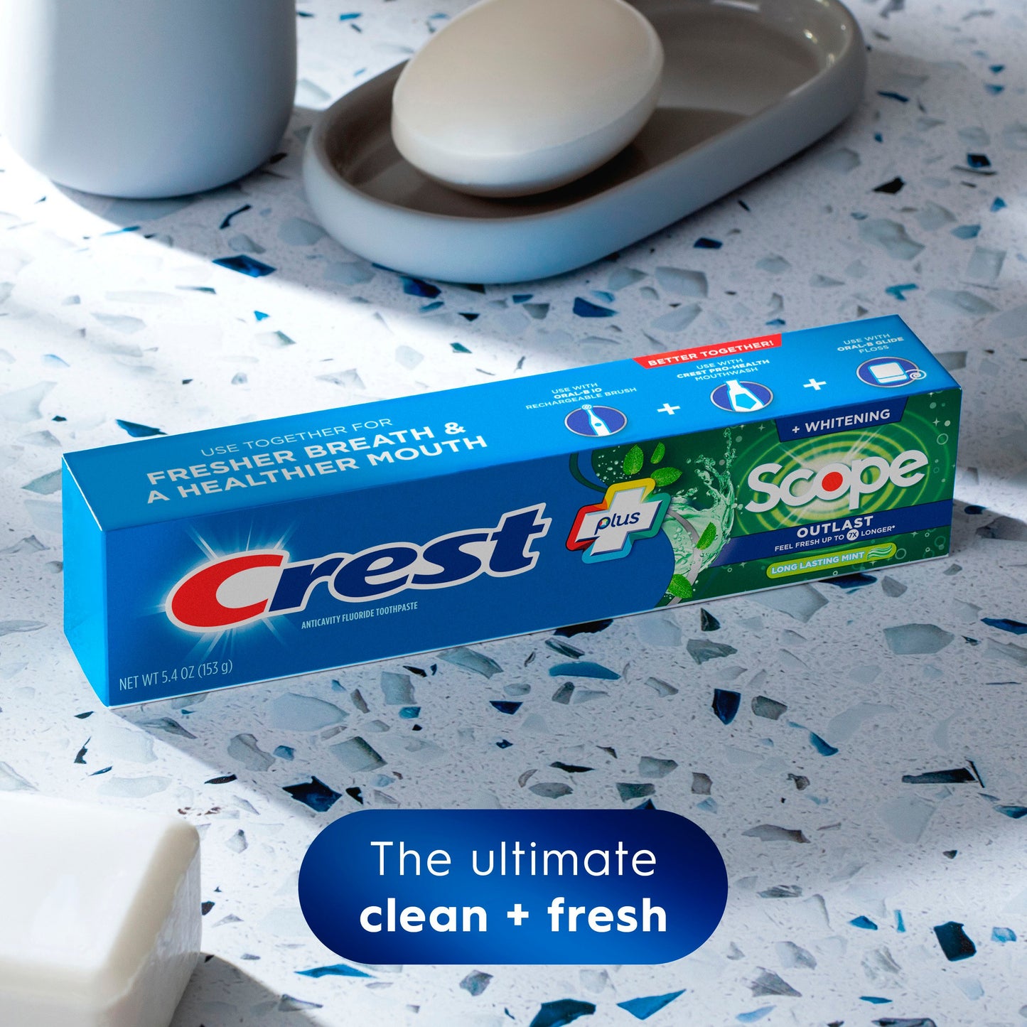 Crest Complete + Scope Outlast Whitening Toothpaste - Long Lasting Mint, 2 Pk