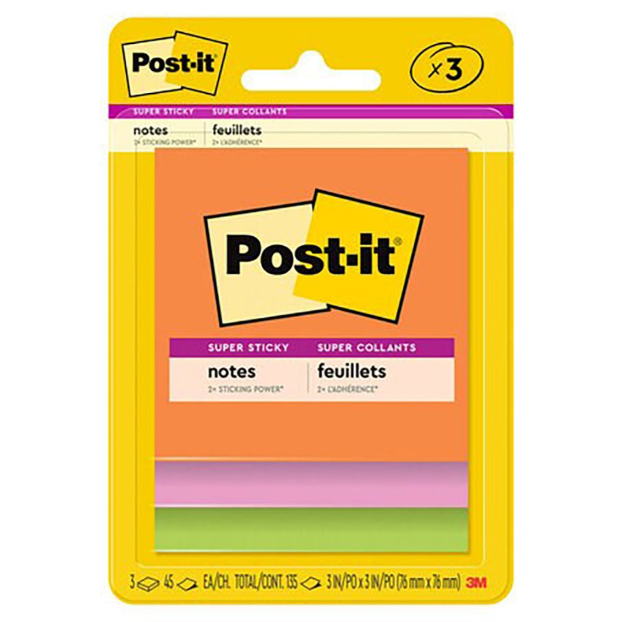 Post-it Super Sticky Notes -Energy Boost Collection, 135 Ct