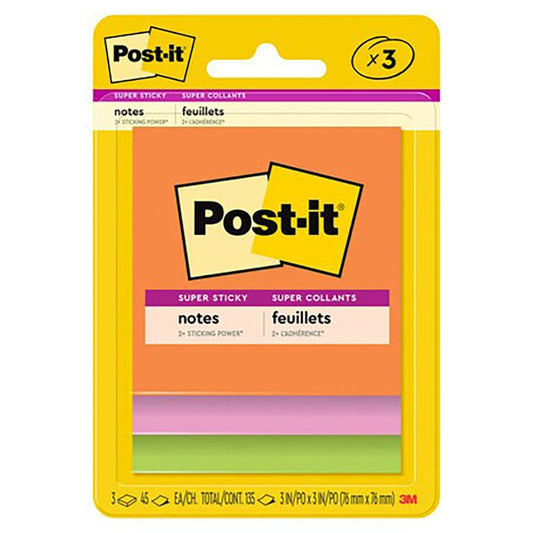 Post-it Super Sticky Notes -Energy Boost Collection, 135 Ct