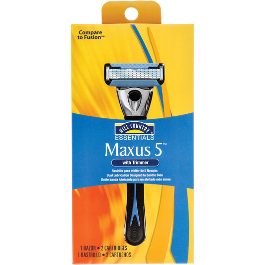 Hill Country Essentials Maxus 5 Blade Razor for Men with 2 Refills
