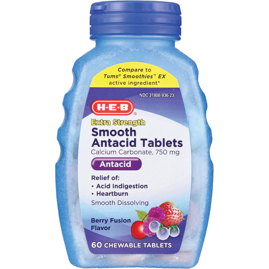 H-E-B Assorted Berries Extra Strength Smooth Antacid Chewable Tablets