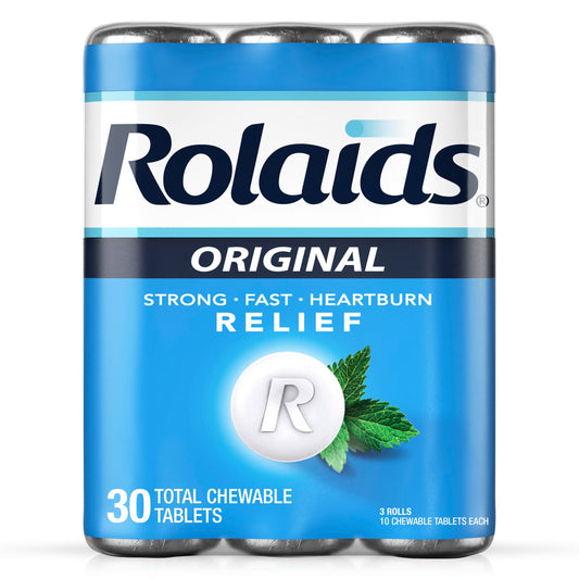 Rolaids Original Strength Antacid Chewable Tablets, Heartburn Relief, Mint Flavor