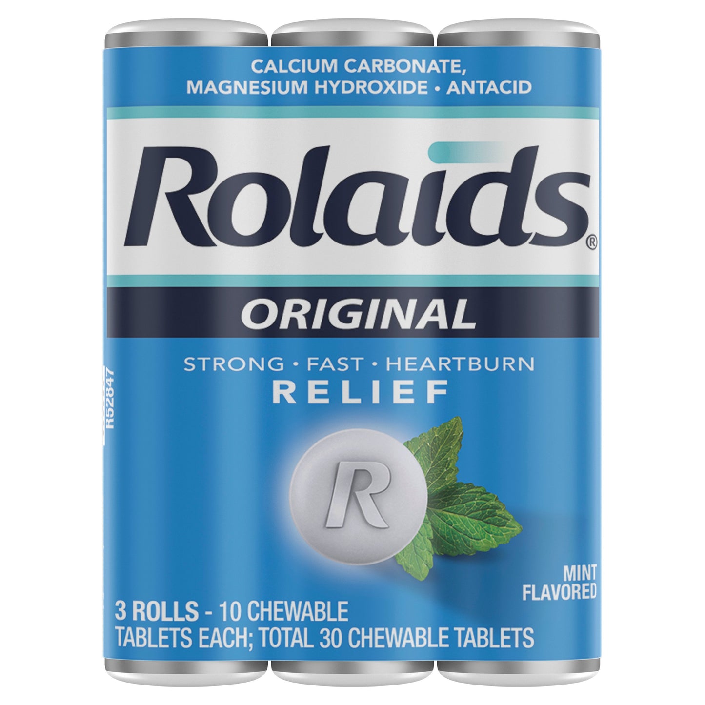 Rolaids Original Strength Antacid Chewable Tablets, Heartburn Relief, Mint Flavor