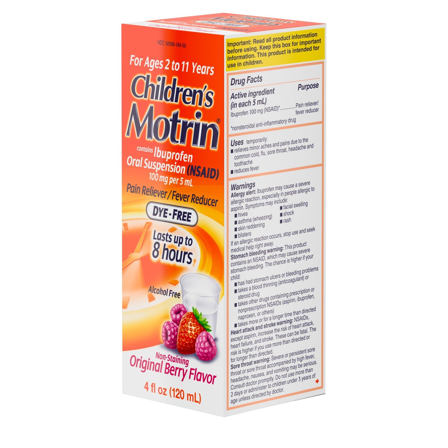 Children's Motrin Oral Suspension Dye-Free Berry