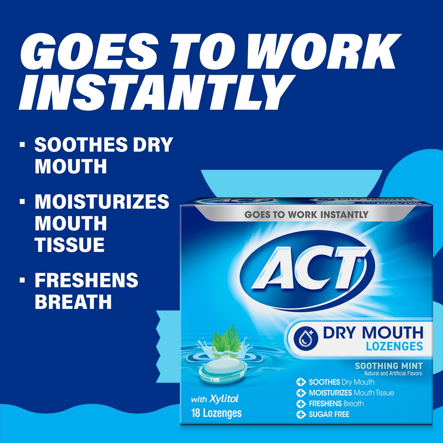 ACT Dry Mouth Moisturizing Lozenges - Soothing Mint