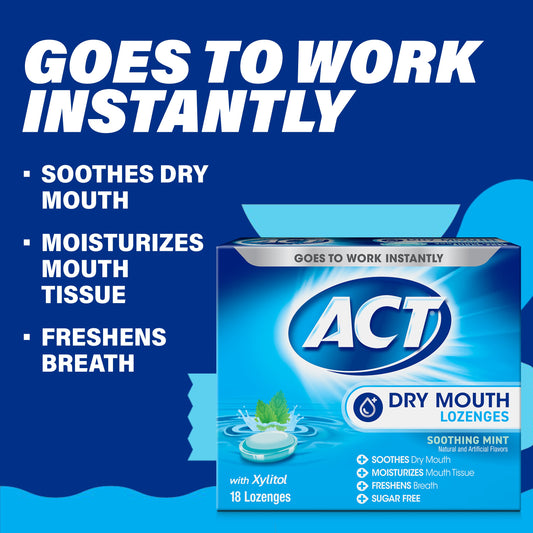 ACT Dry Mouth Moisturizing Lozenges - Soothing Mint