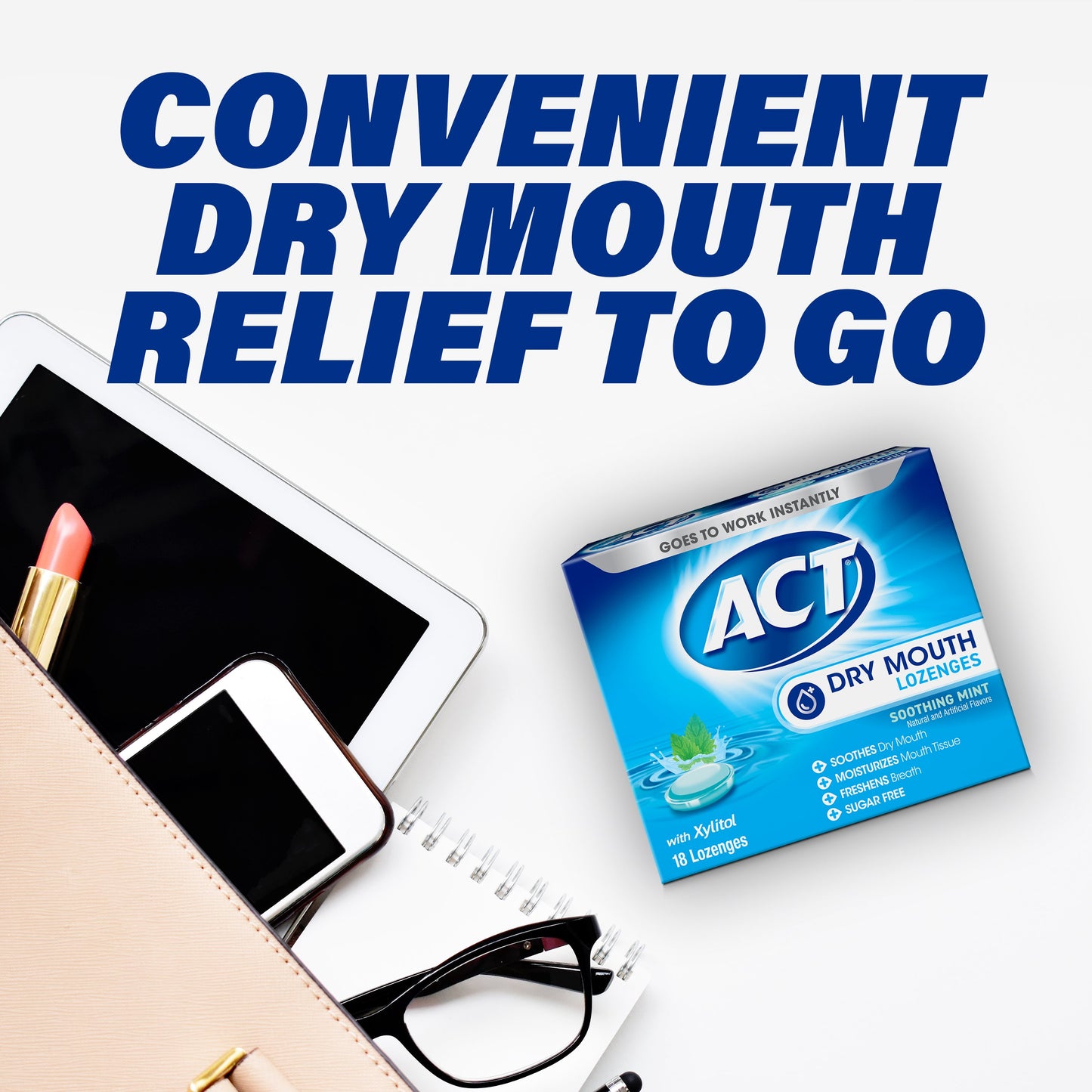 ACT Dry Mouth Moisturizing Lozenges - Soothing Mint