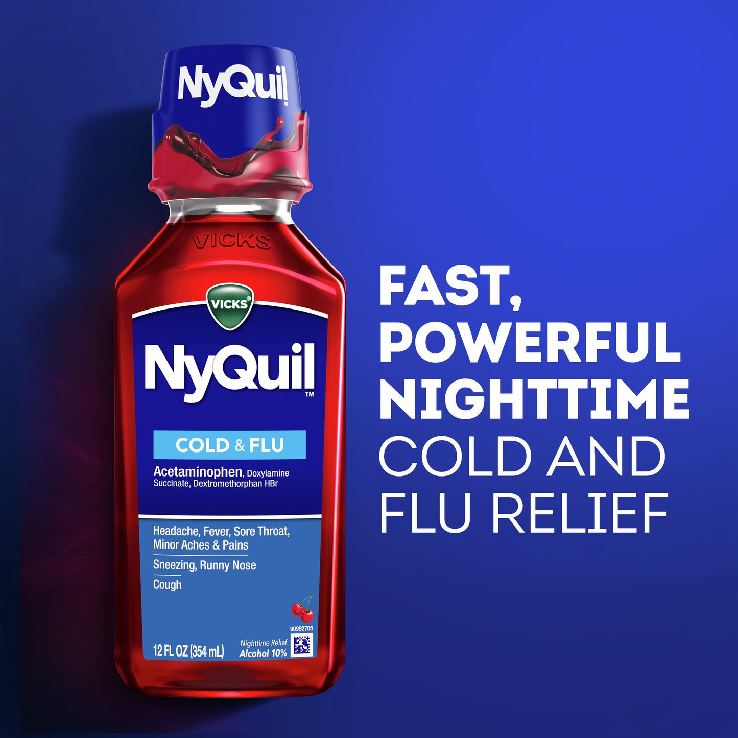 Vicks DayQuil & NyQuil Cold & Flu Relief Liquid Medicine, Powerful Multi-Symptom Daytime & Nighttime Relief, Combo Pack, Cherry Flavor
