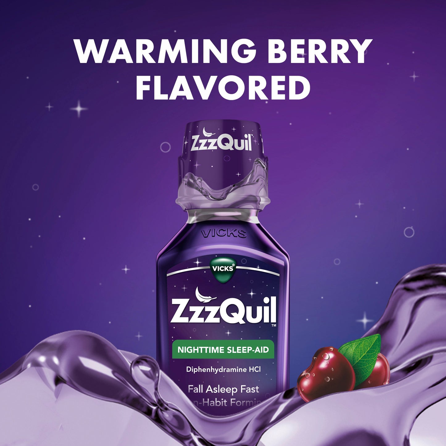 Vicks ZzzQuil Liquid Nighttime Sleep Aid, 2 Pack, Warming Berry Flavor