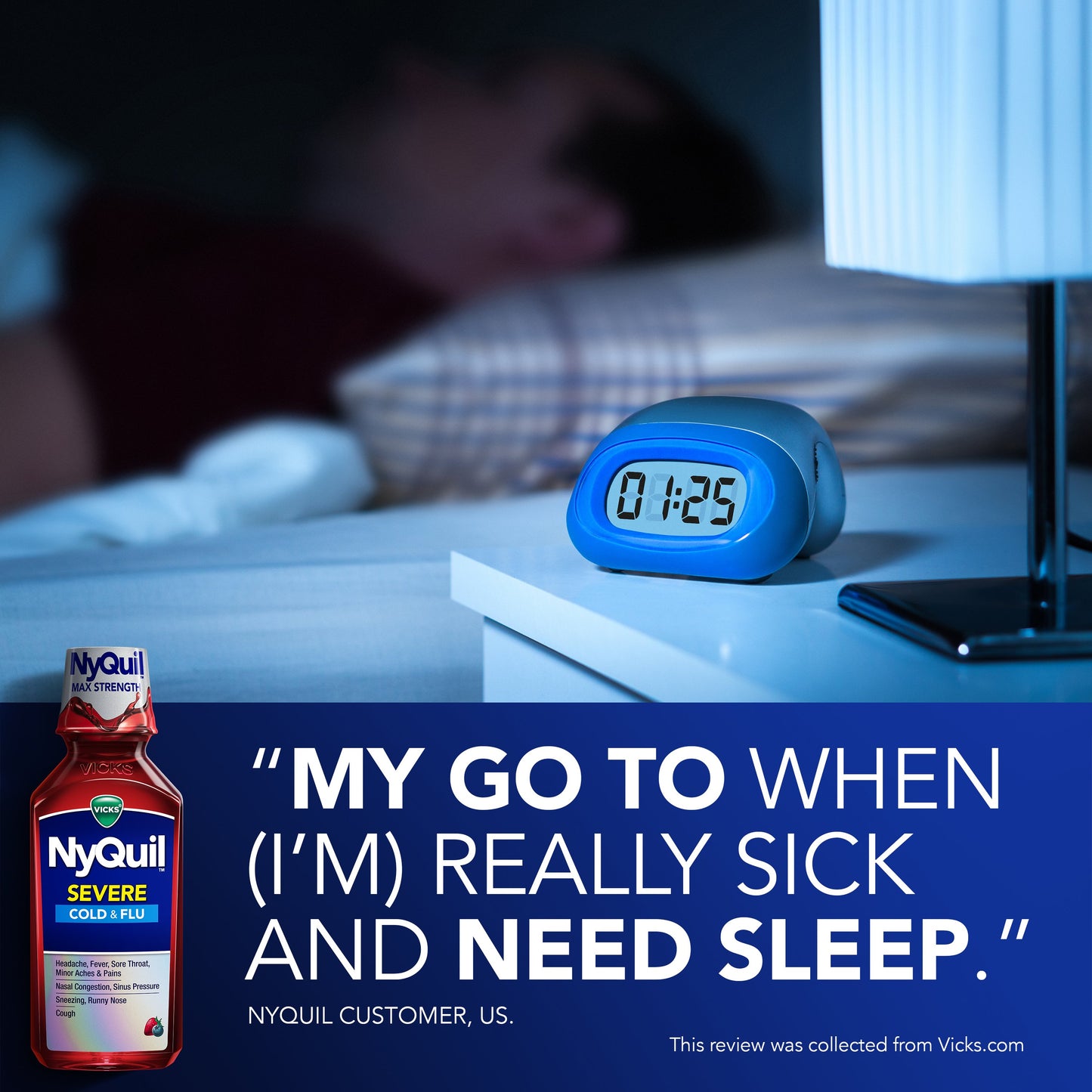 Vicks NyQuil SEVERE Cold & Flu Relief Liquid, Over-the-Counter Medicine, Powerful Multi-Symptom Nighttime Relief, Berry Flavor