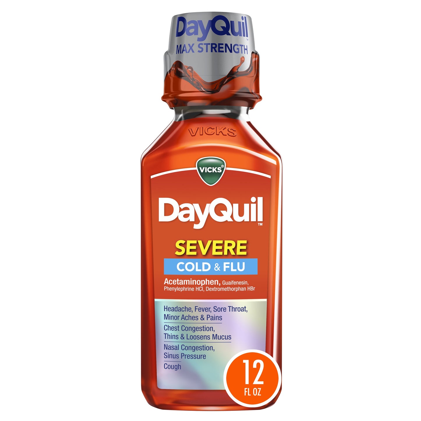 Vicks DayQuil SEVERE Cough, Cold & Flu Multi-Symptom Relief Liquid, Original Flavor