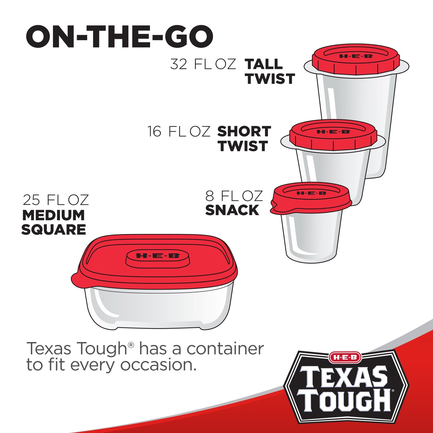 H-E-B Texas Tough EZ-Twist Food Storage Containers & Lids, 3 pk