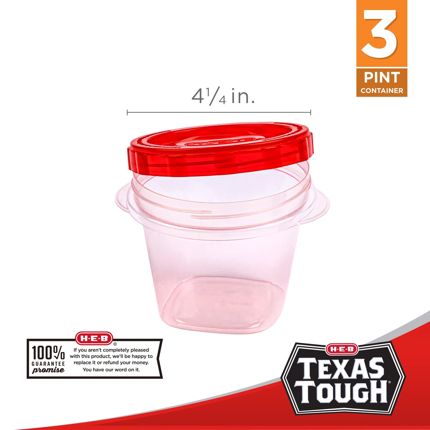 H-E-B Texas Tough EZ-Twist Food Storage Containers & Lids, 3 pk