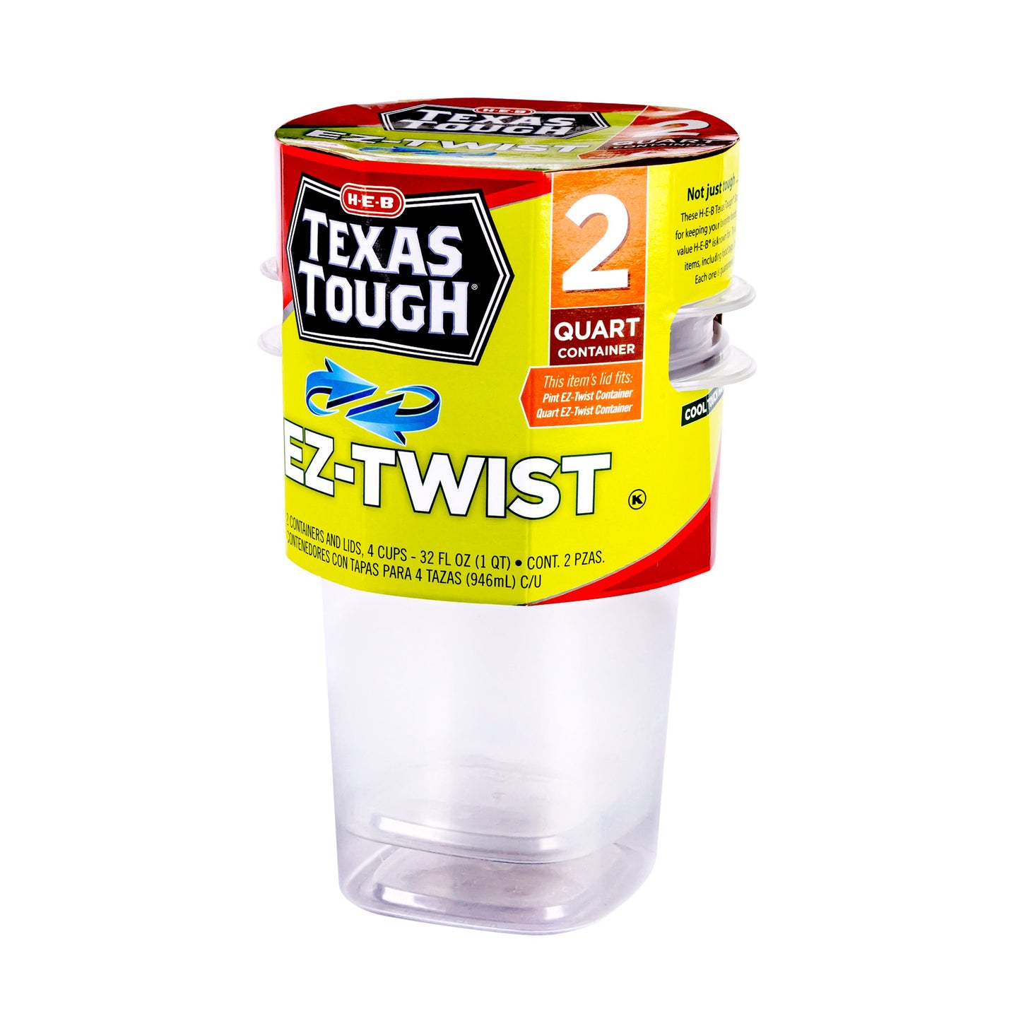 H-E-B Texas Tough EZ-Twist Food Storage Containers & Lids, 2 pk