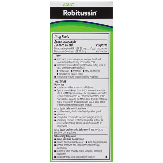 Robitussin Maximum Strength Nighttime Cough DM, Cough Medicine for Adults, Berry Flavor