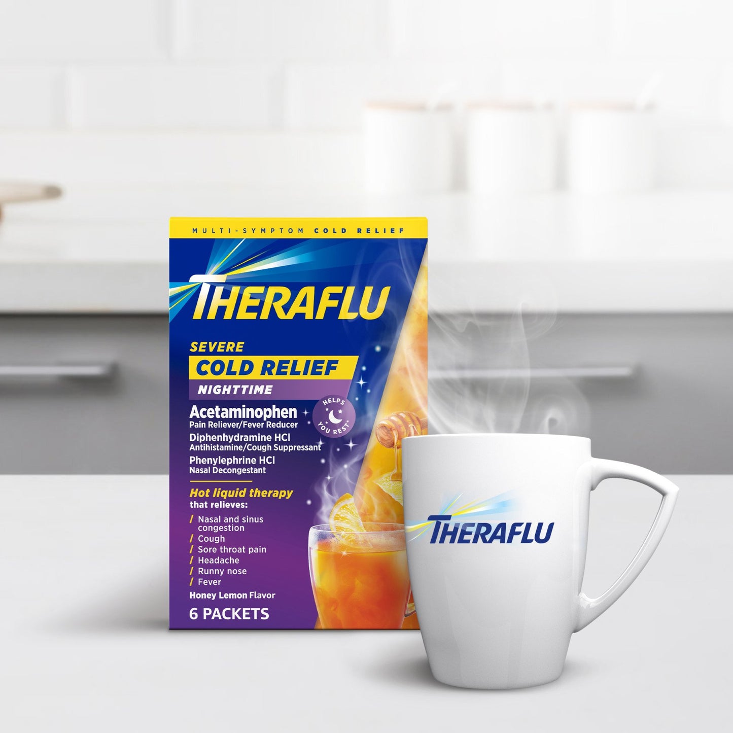 Theraflu Nighttime Severe Cold Relief Honey Lemon Flavor Powder