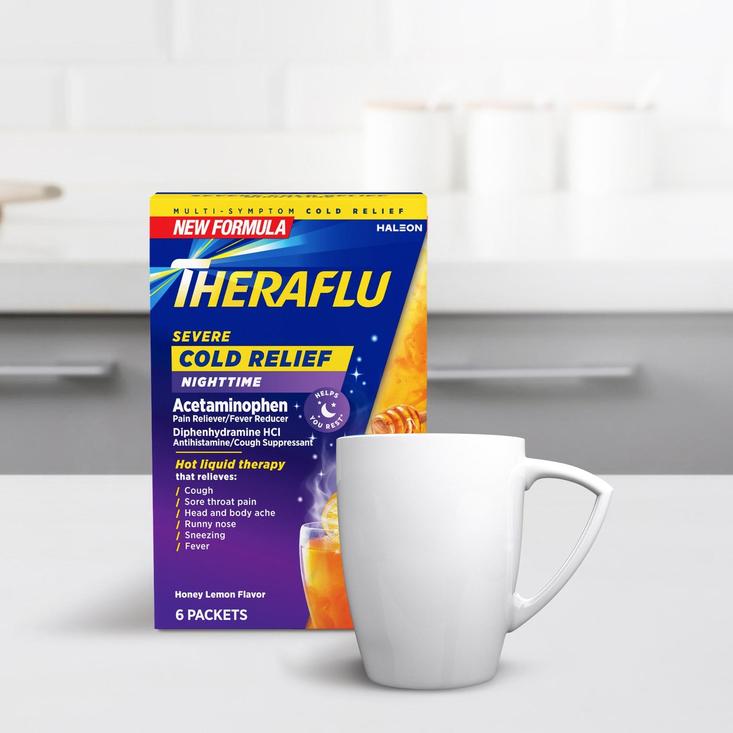 Theraflu Nighttime Severe Cold Relief Honey Lemon Flavor Powder