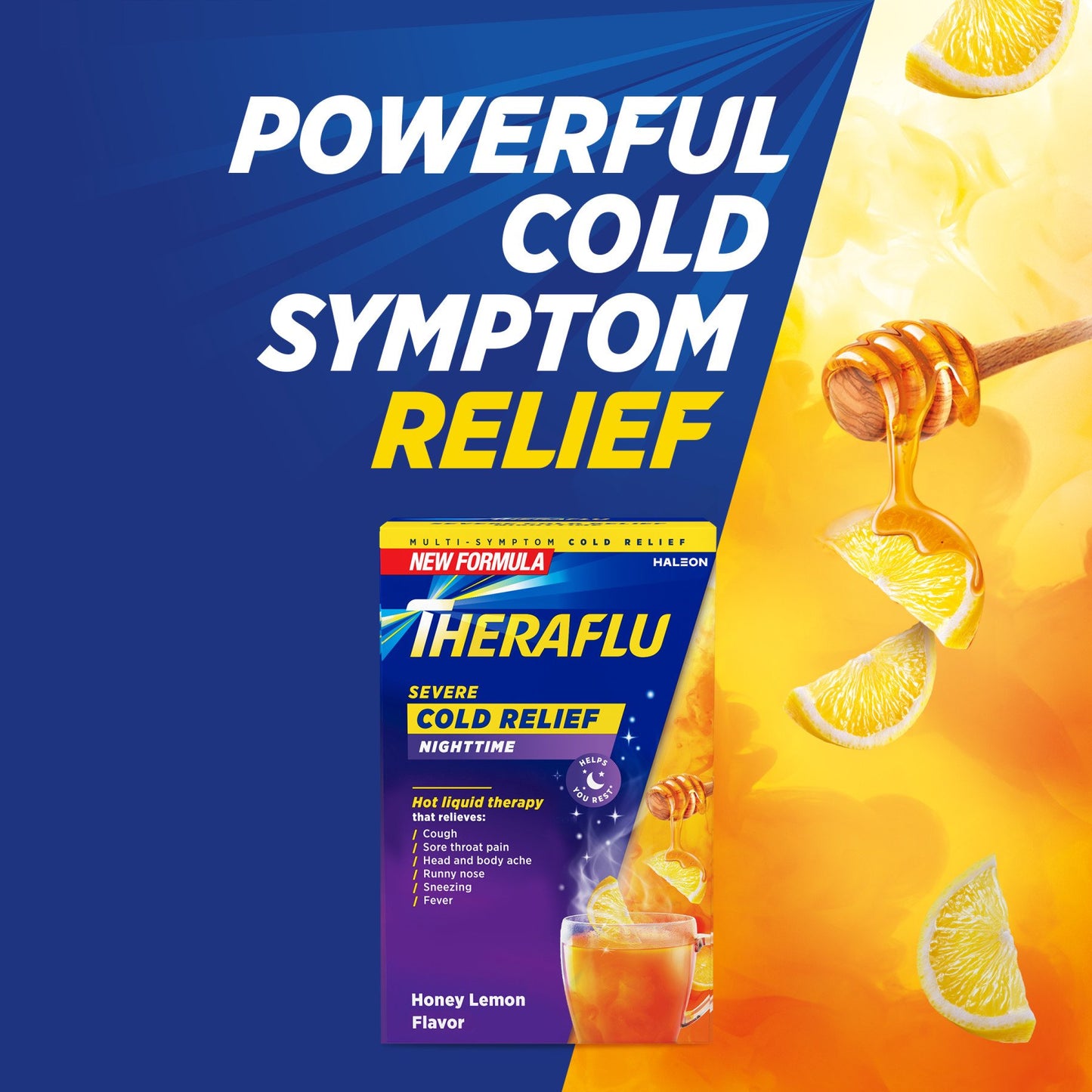 Theraflu Nighttime Severe Cold Relief Honey Lemon Flavor Powder