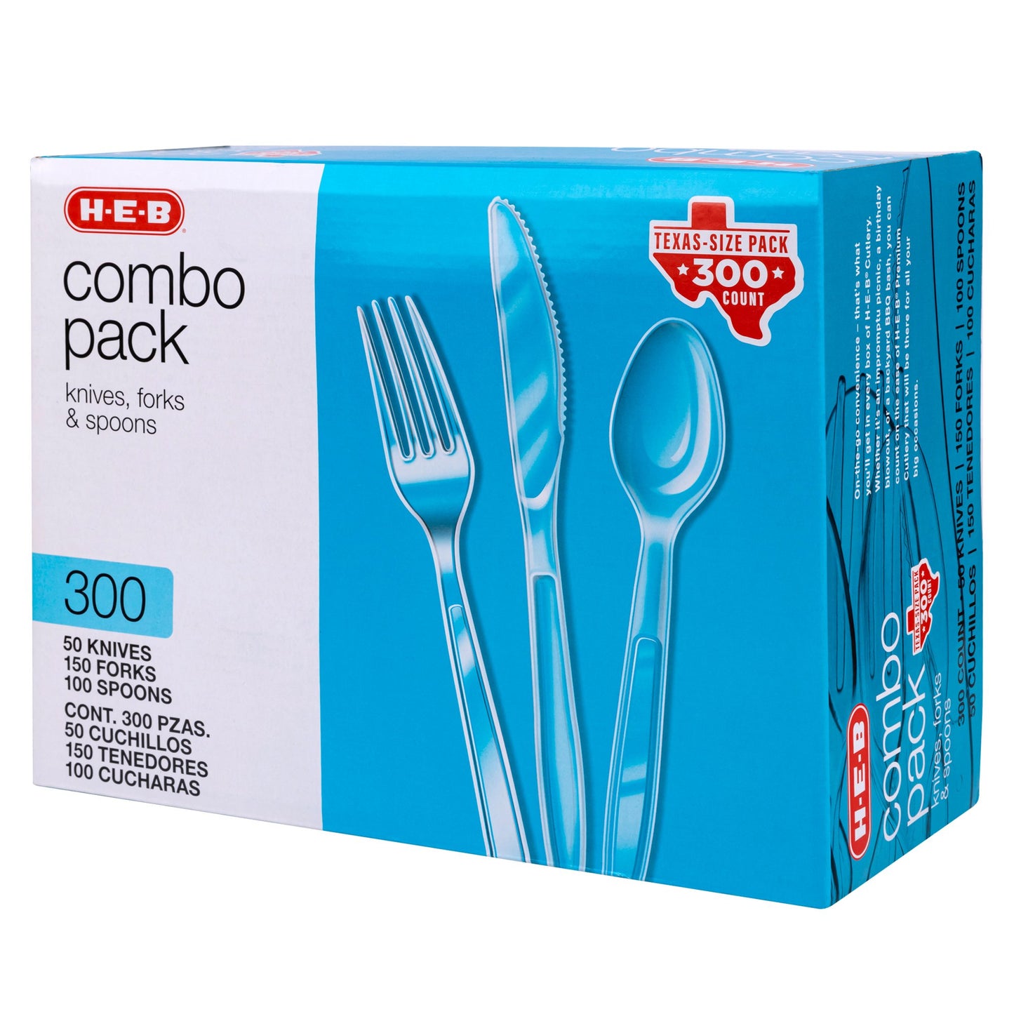H-E-B Clear Plastic Knives, Forks & Spoons Combo - Texas-Size Pack