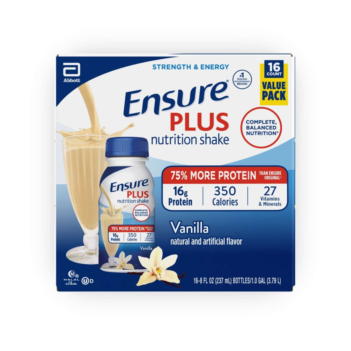 Ensure Plus Nutrition Shakes 16 pk Bottles - Vanilla