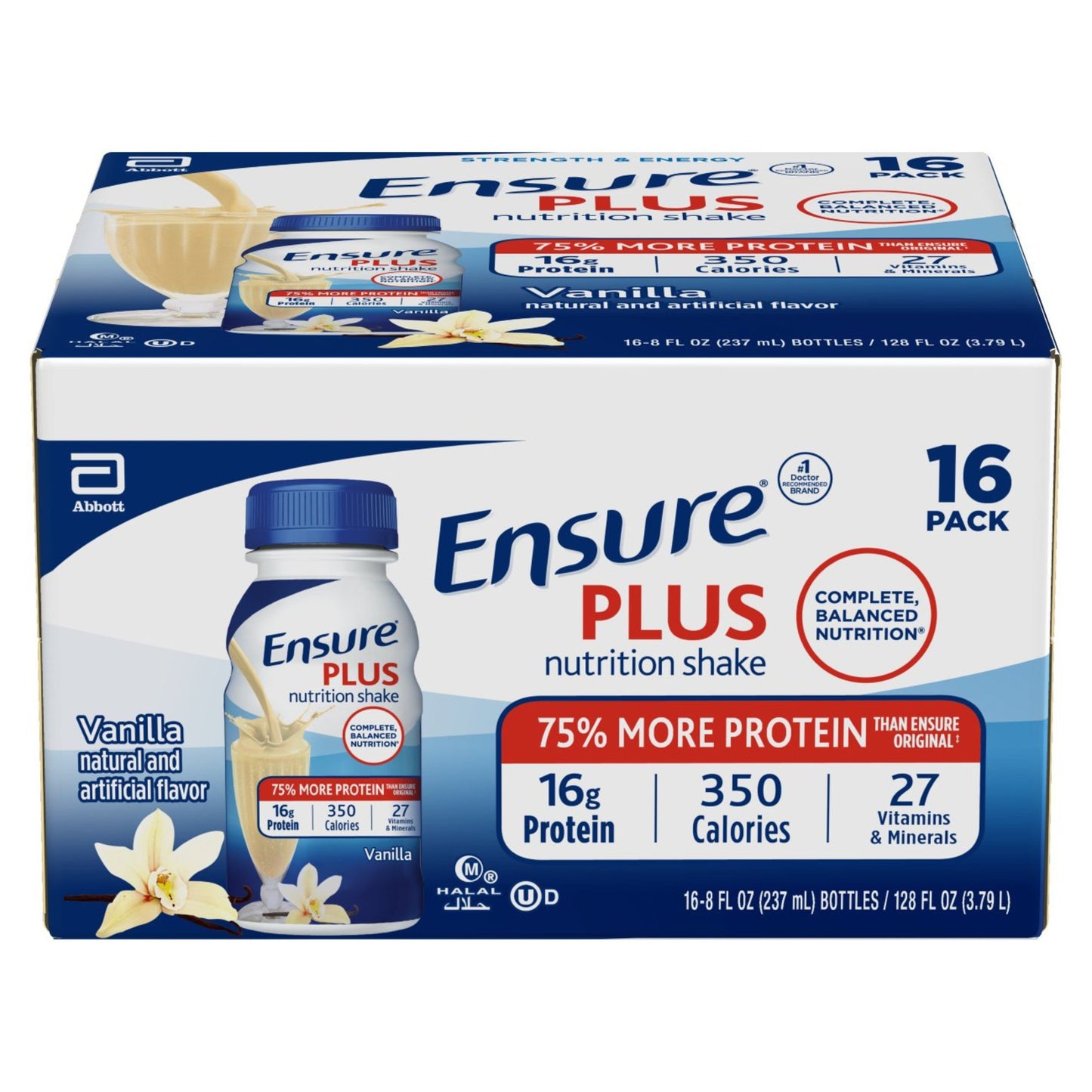 Ensure Plus Nutrition Shakes 16 pk Bottles - Vanilla