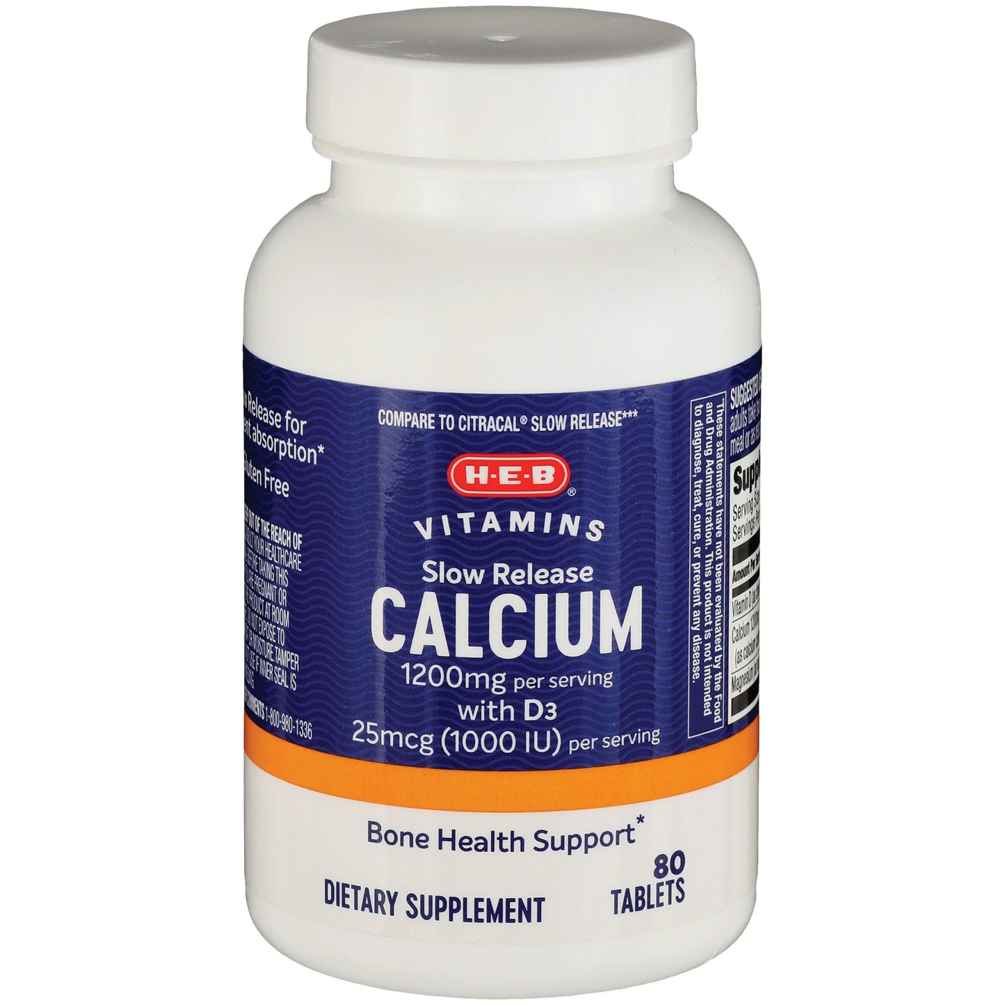 H-E-B Vitamins 1,200 mg Calcium with 1,000 IU D3 Slow Release Tablets