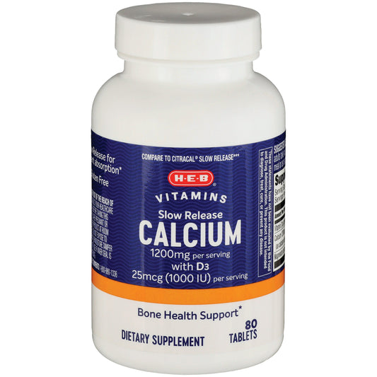 H-E-B Vitamins 1,200 mg Calcium with 1,000 IU D3 Slow Release Tablets