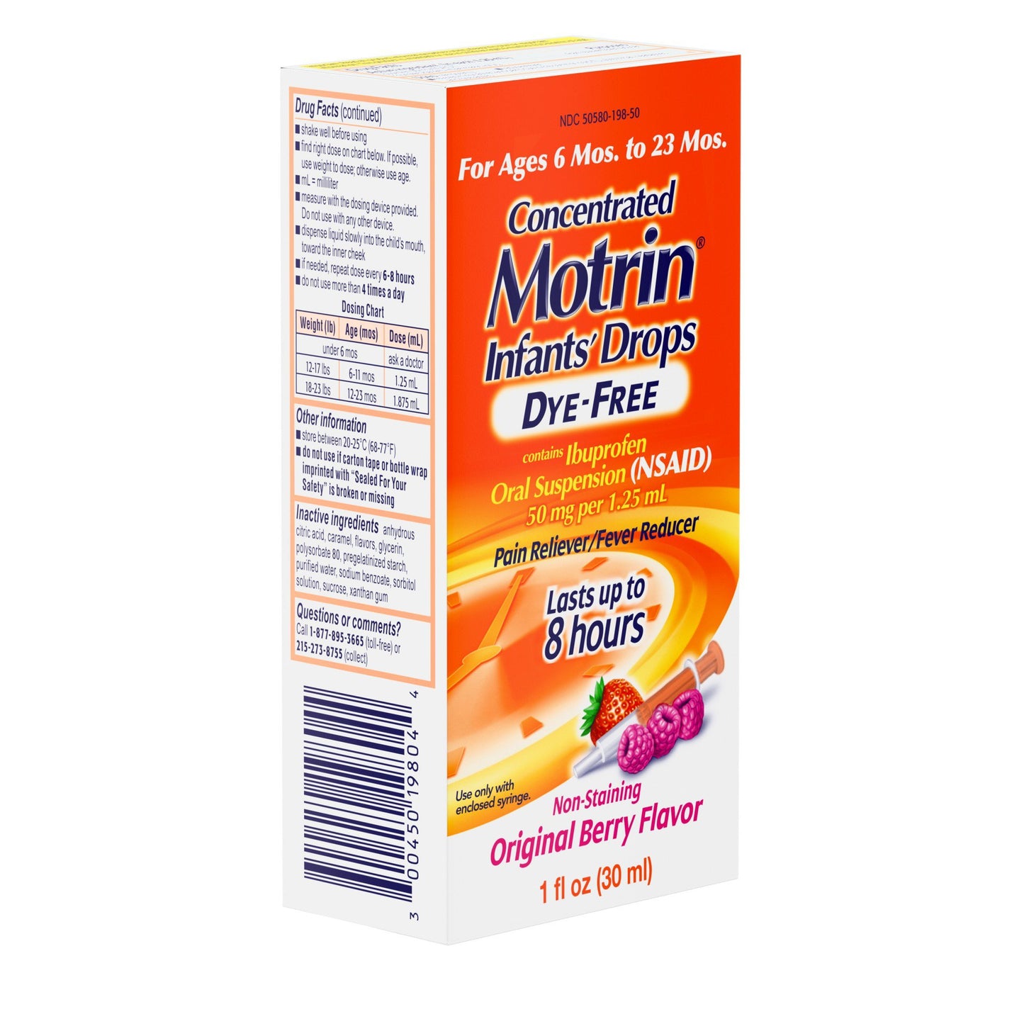 Infant's Motrin Concentrated Drops, Dye-Free, Berry