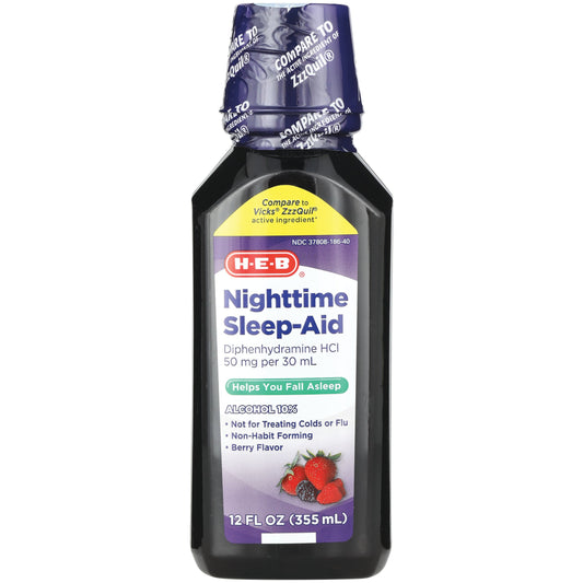 H-E-B Diphenhydramine Nighttime Sleep Aid Liquid - Berry