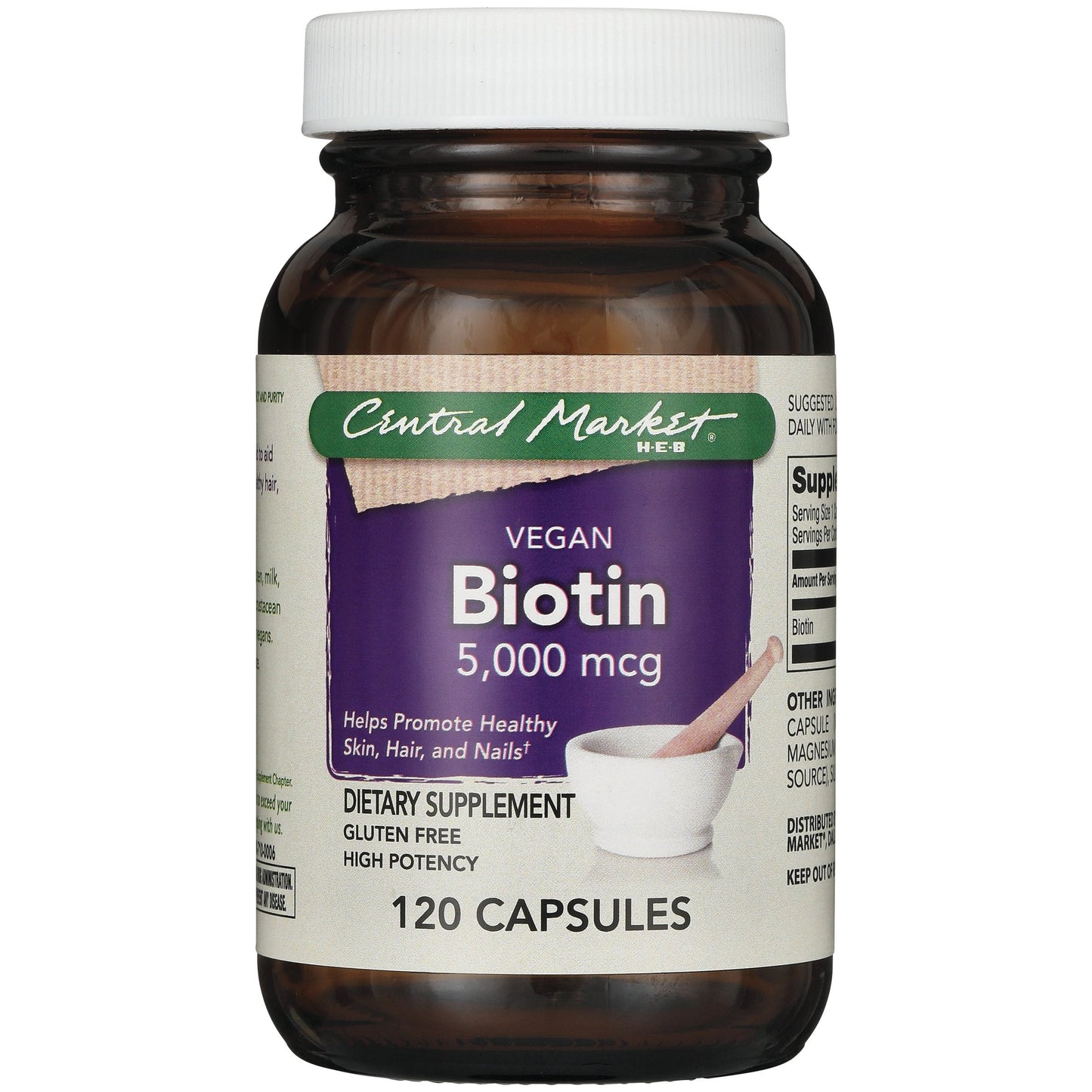 Central Market Biotin 5000 mcg Vegetarian Capsules