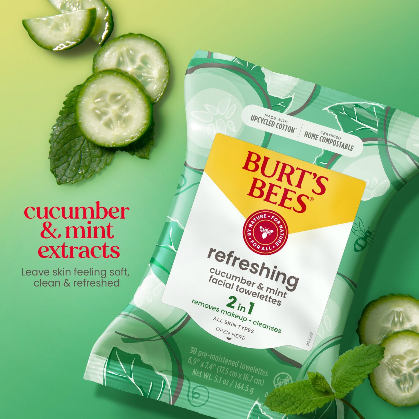 Burt's Bees Refreshing Facial Towelettes - Cucumber & Mint