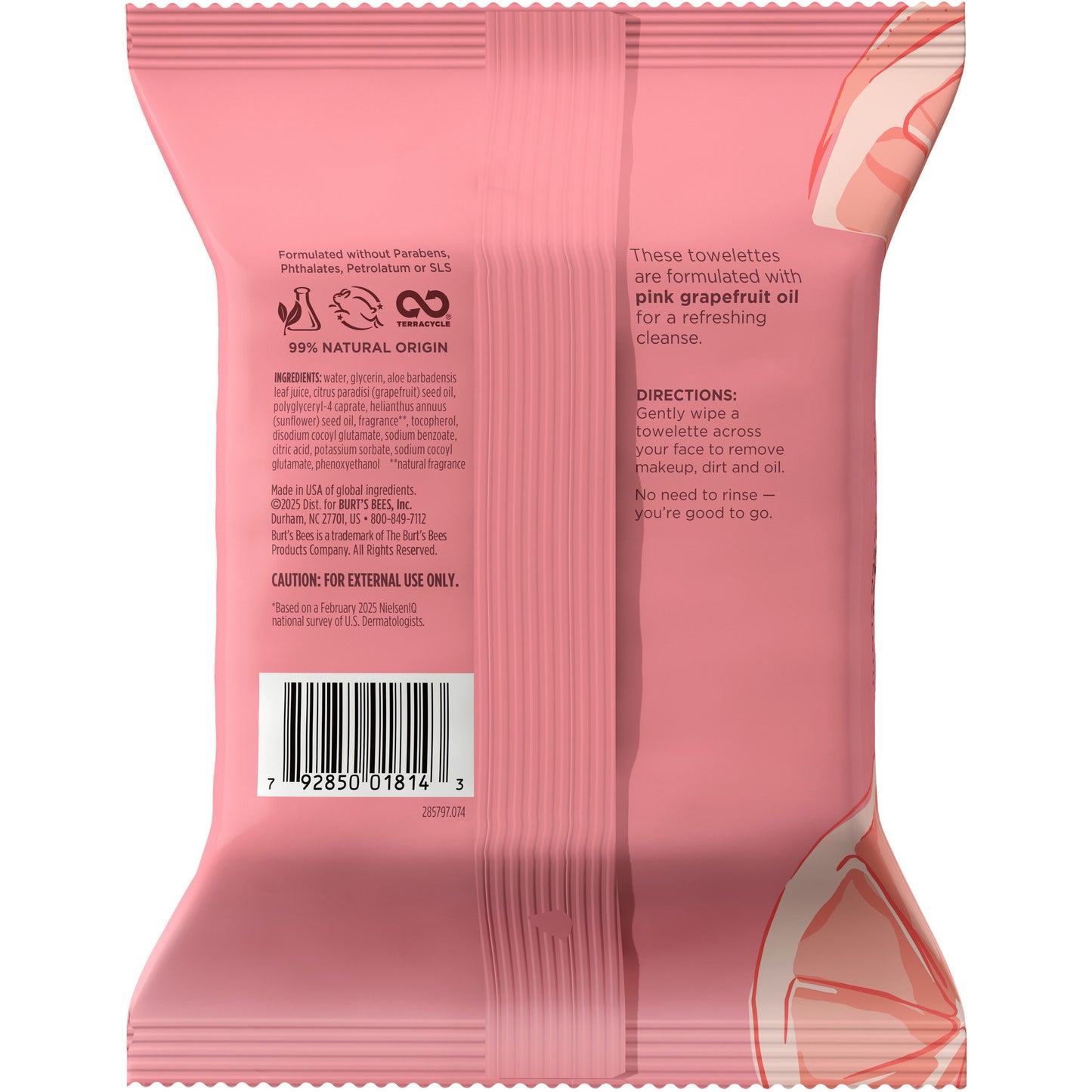 Burt's Bees Clarifying Facial Towelettes - Pink Grapefruit