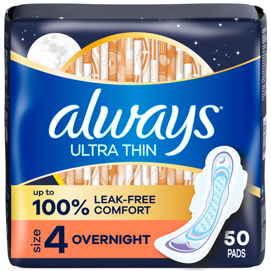 Always Ultra Thin Overnight Pads with Wings - Size 4