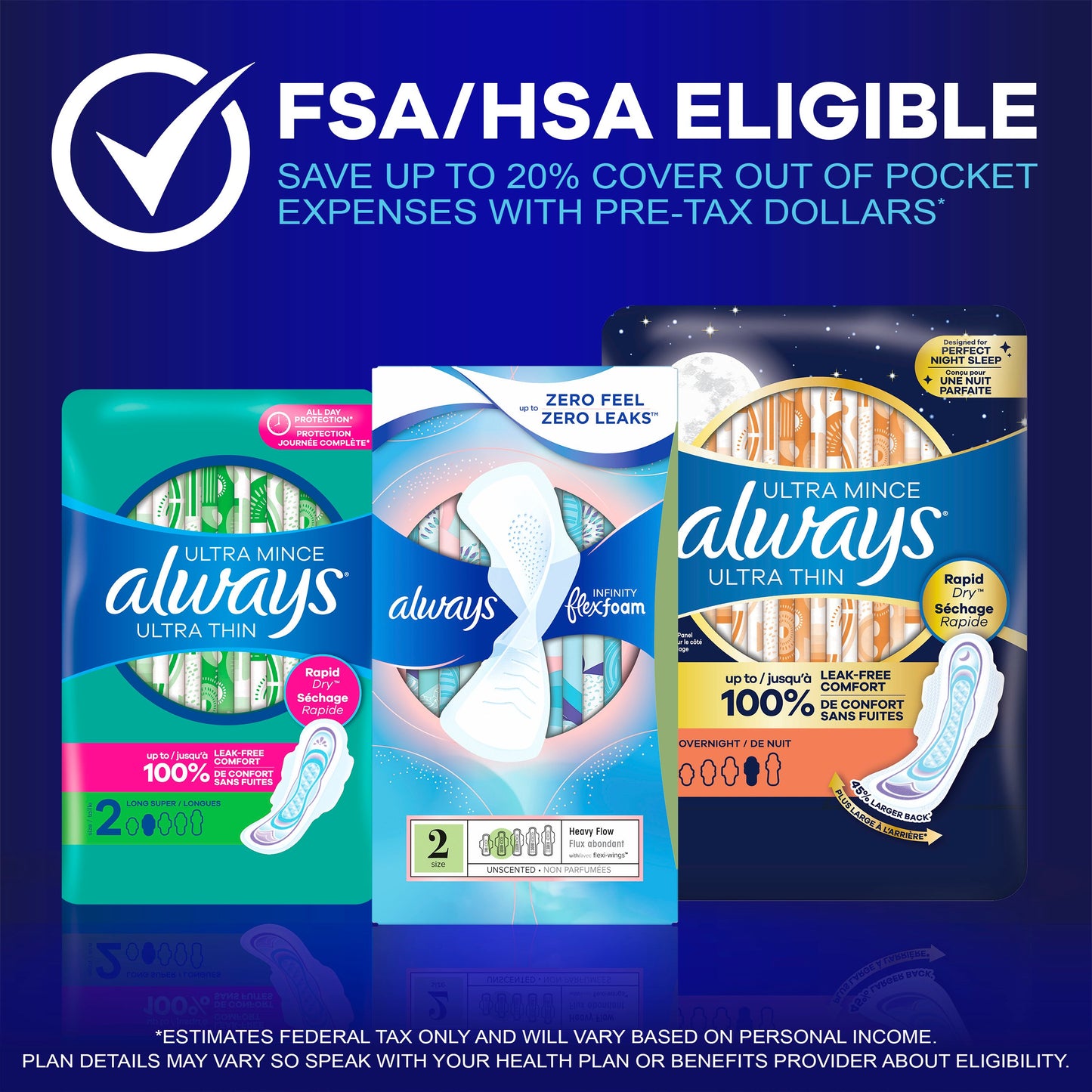 Always Ultra Thin Overnight Pads with Wings - Size 4