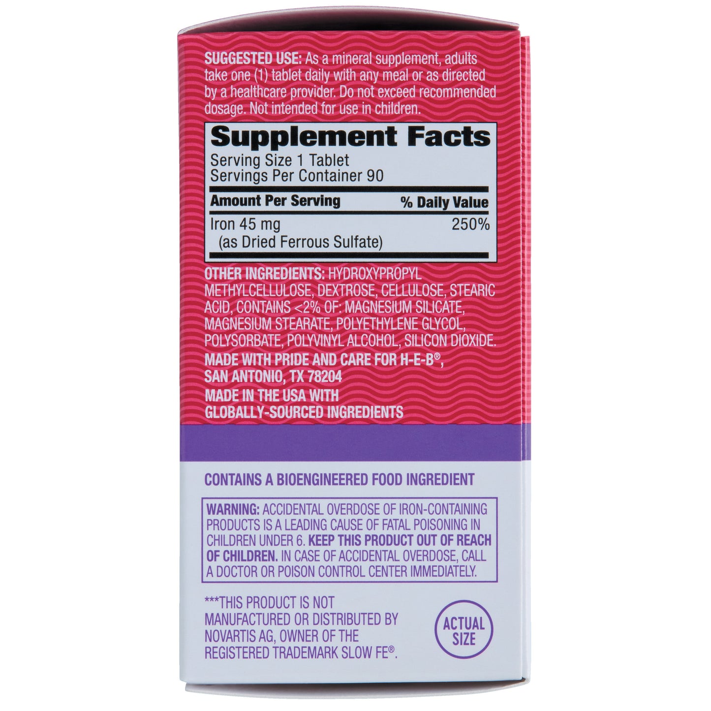 H-E-B Minerals High Potency Iron 45 mg Slow Release Tablets