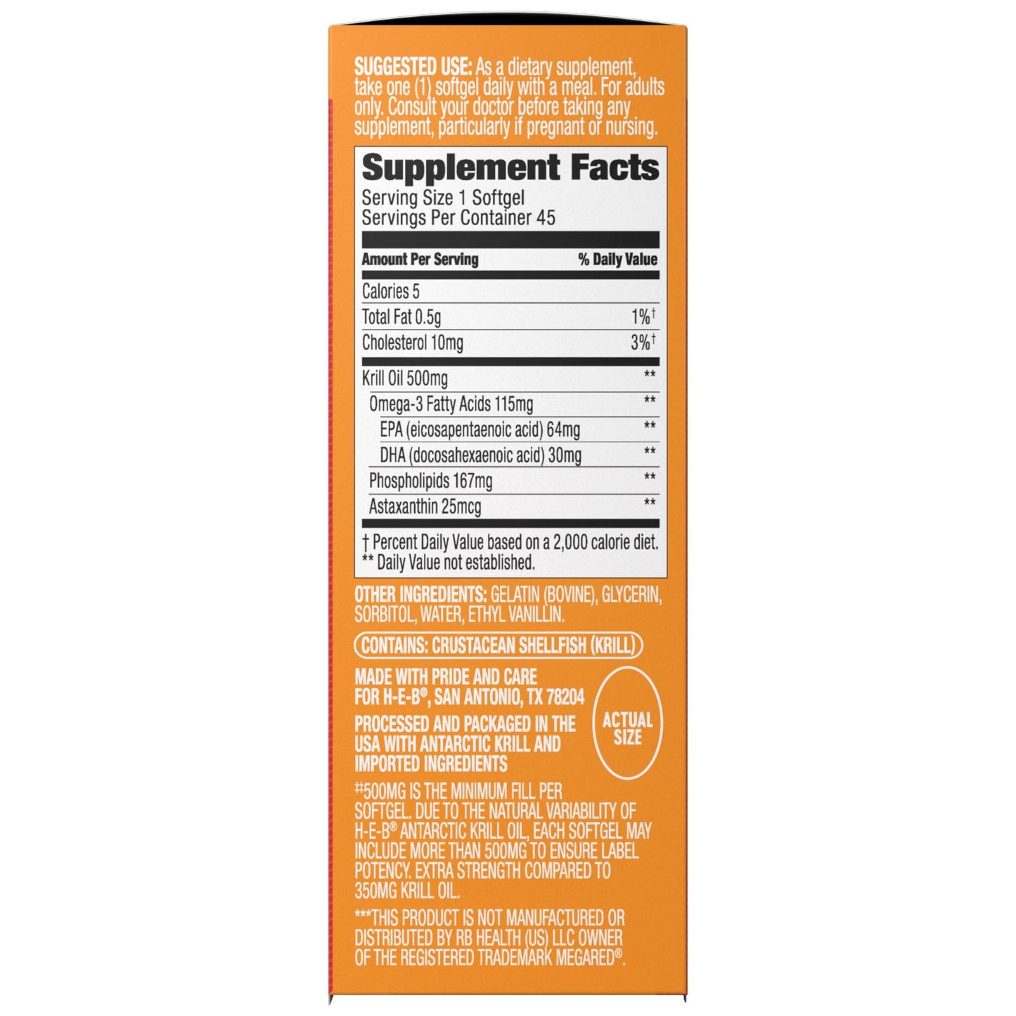 H-E-B Vitamins Antarctic Krill Oil Extra Strength 500 mg Softgels