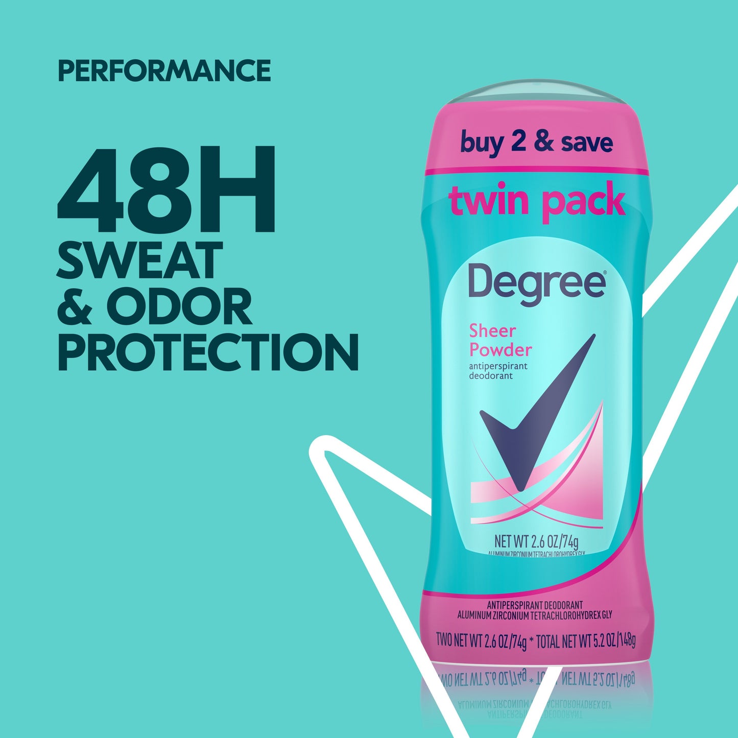 Degree Antiperspirant Deodorant - Sheer Powder, 2.6 oz