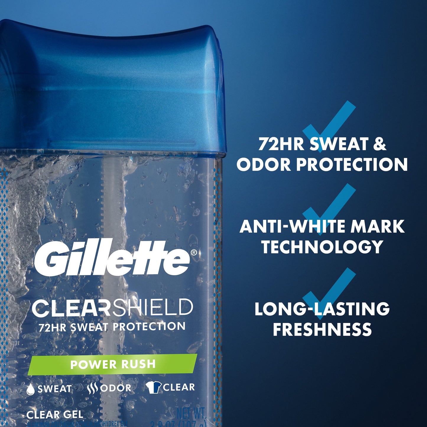 Gillette Clear Shield Gel Antiperspirant Deodorant - Power Rush