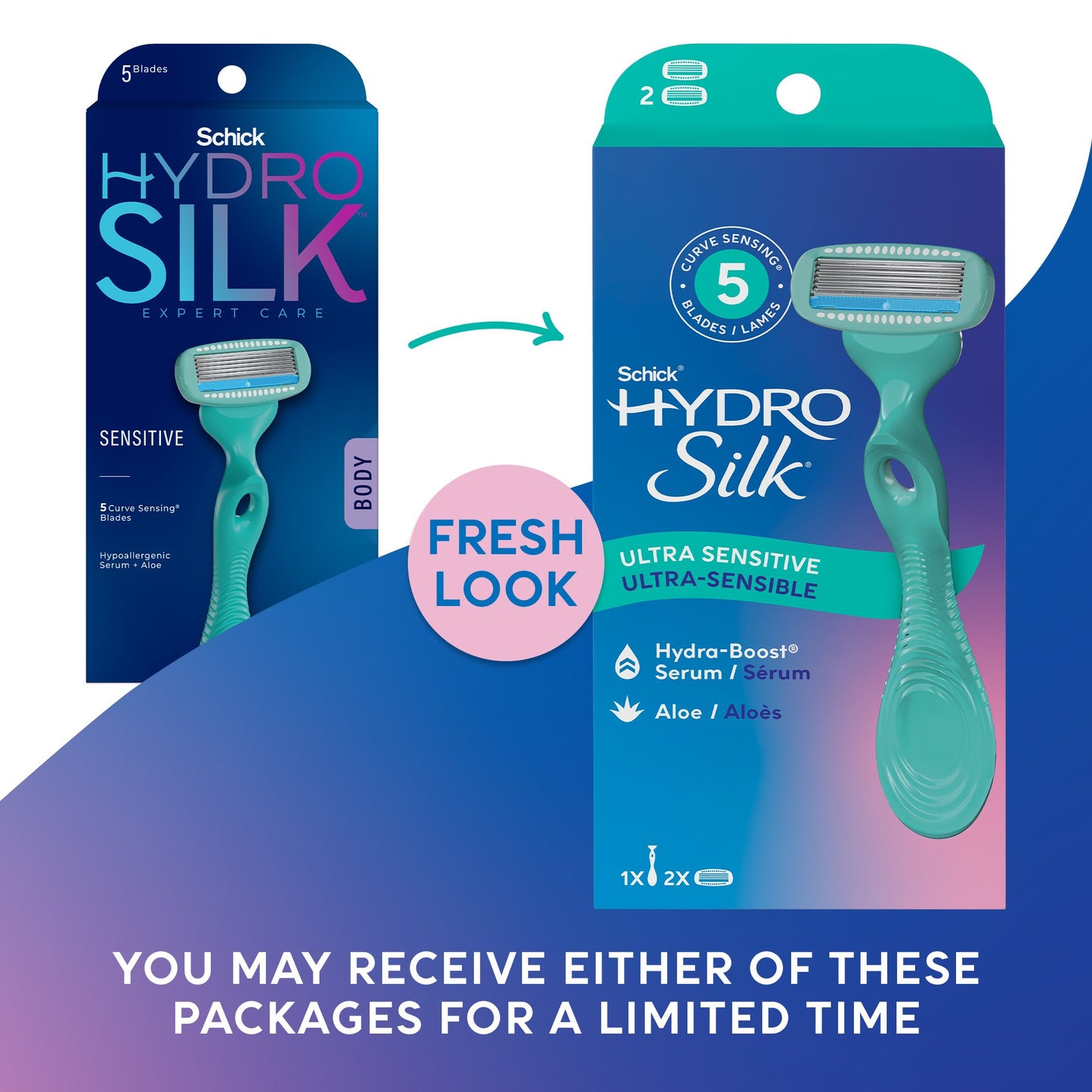 Schick Hydro Silk Ultra Sensitive 5-Blade Razor + 2 Refills
