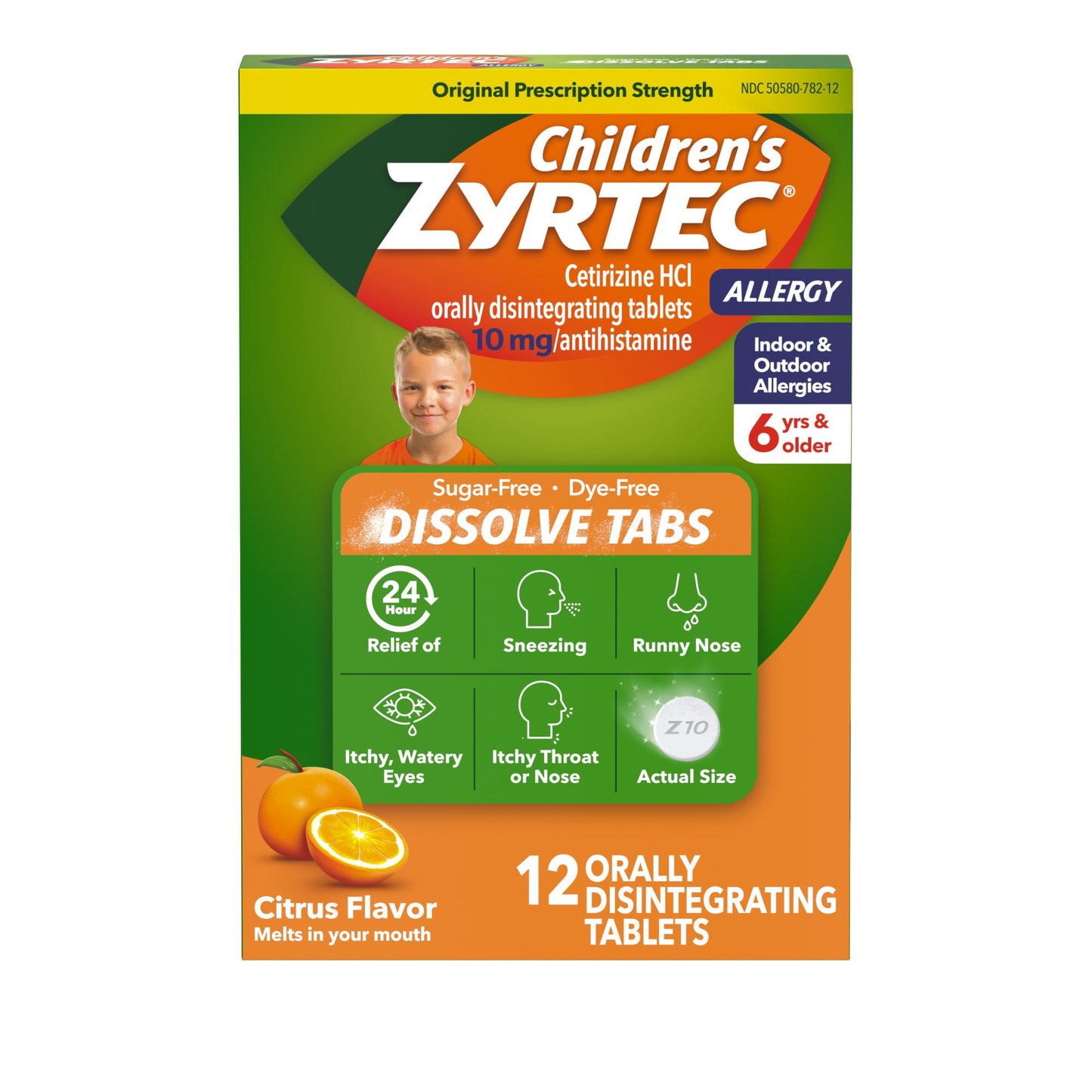 Children's Zyrtec 24 Hr Children's Allergy Dissolve Tablets, Citrus