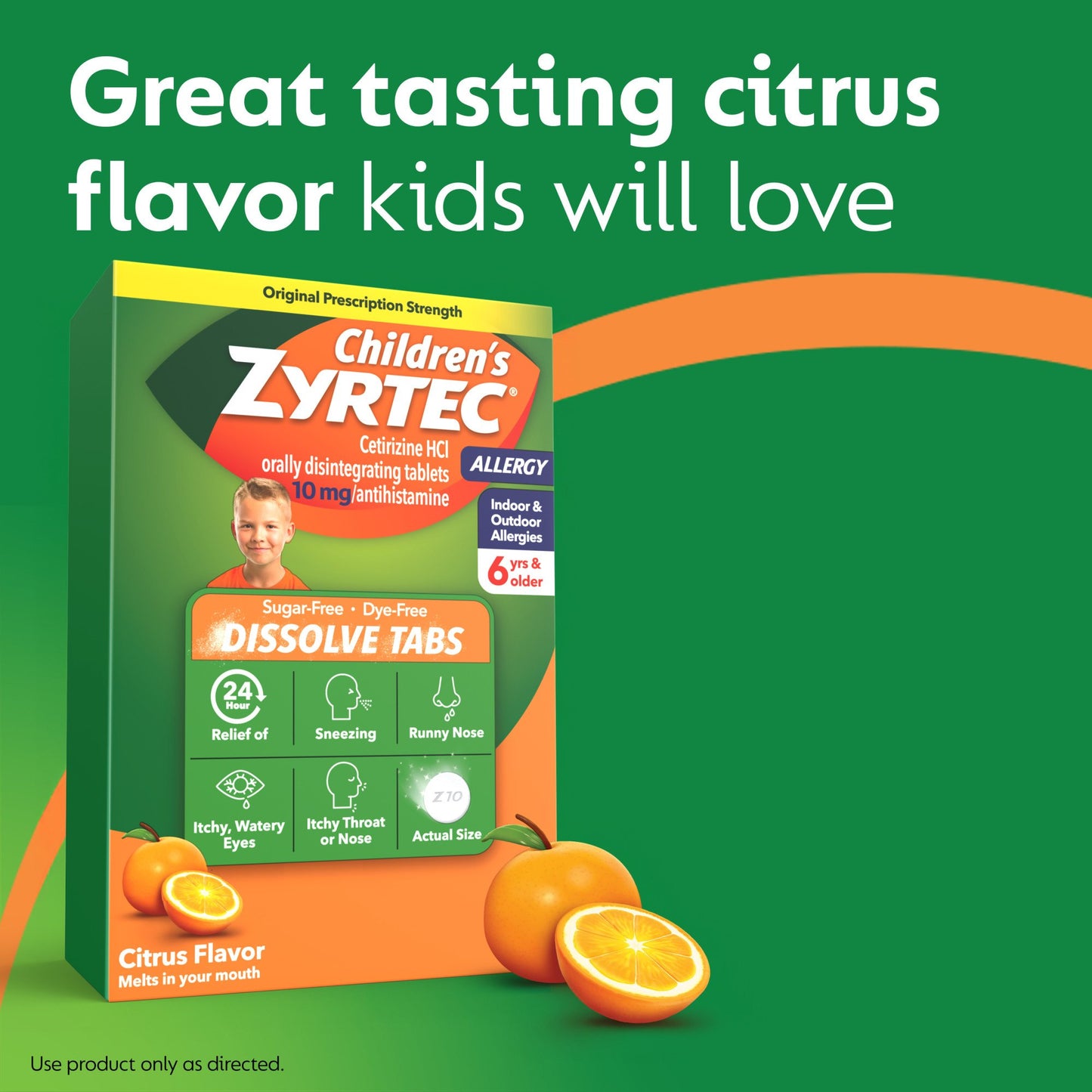 Children's Zyrtec 24 Hr Children's Allergy Dissolve Tablets, Citrus