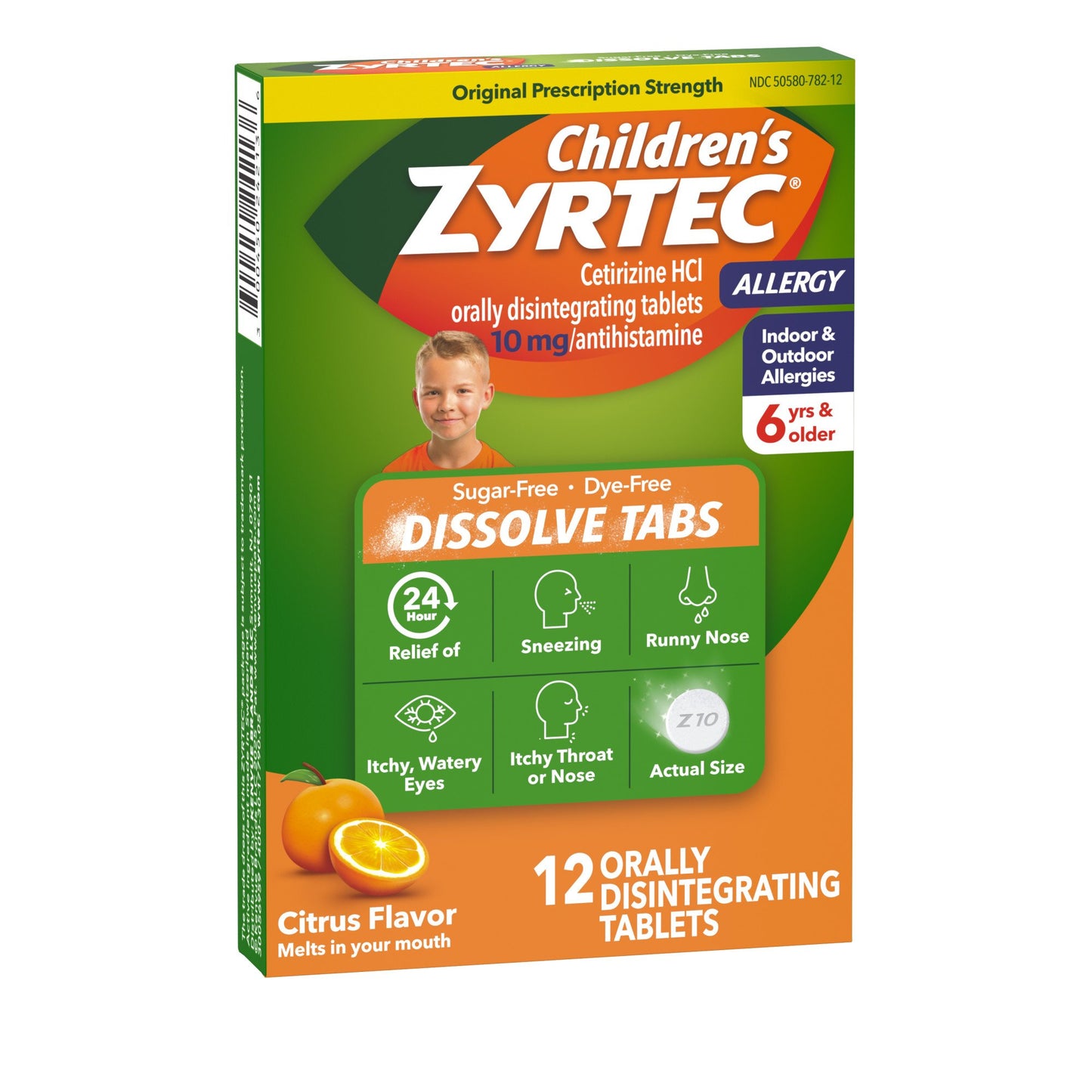 Children's Zyrtec 24 Hr Children's Allergy Dissolve Tablets, Citrus