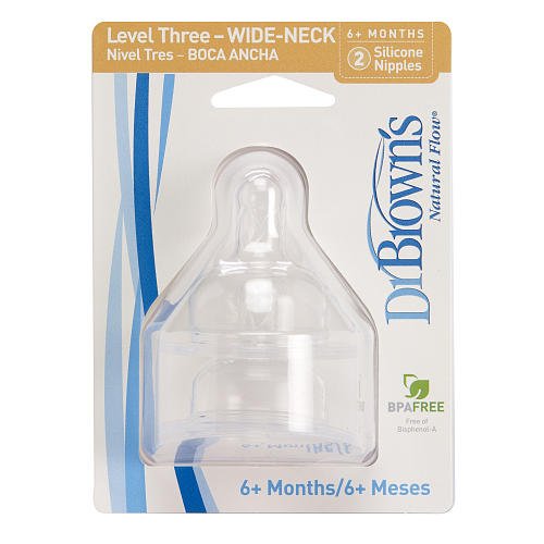 Dr. Brown's Natural Flow Level Three Wide-Neck Silicone Nipples (6+ Months)