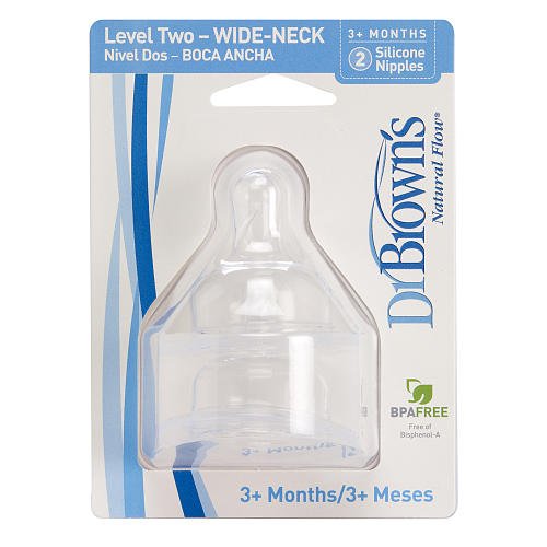 Dr. Brown's Natural Flow Level Two Wide-Neck Silicone Nipples (3+ Months)