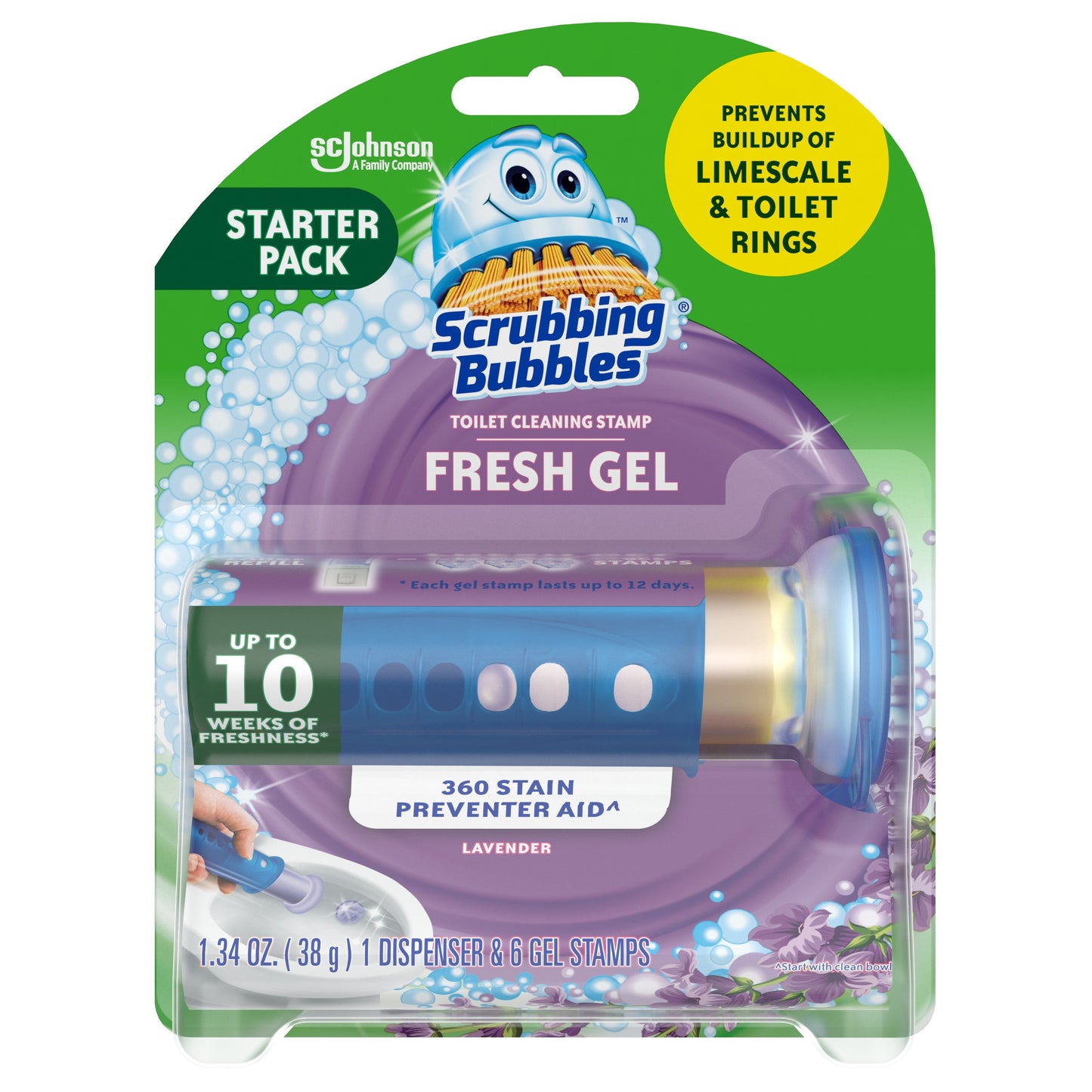 Scrubbing Bubbles Fresh Gel Toilet Cleaning Stamp & Applicator - Lavender Scent