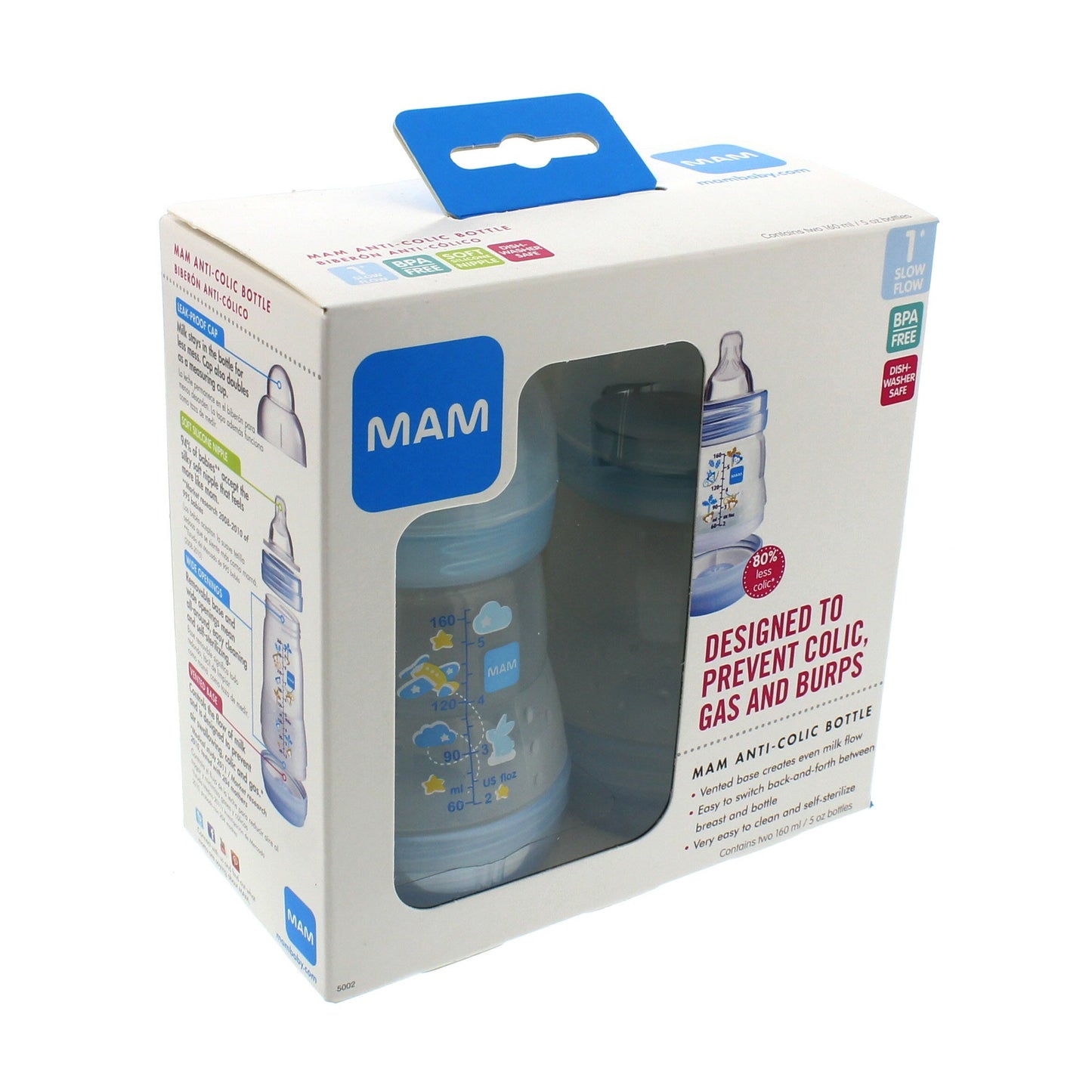 MAM Anti-Colic 5 OZ Bottles, Assorted Colors