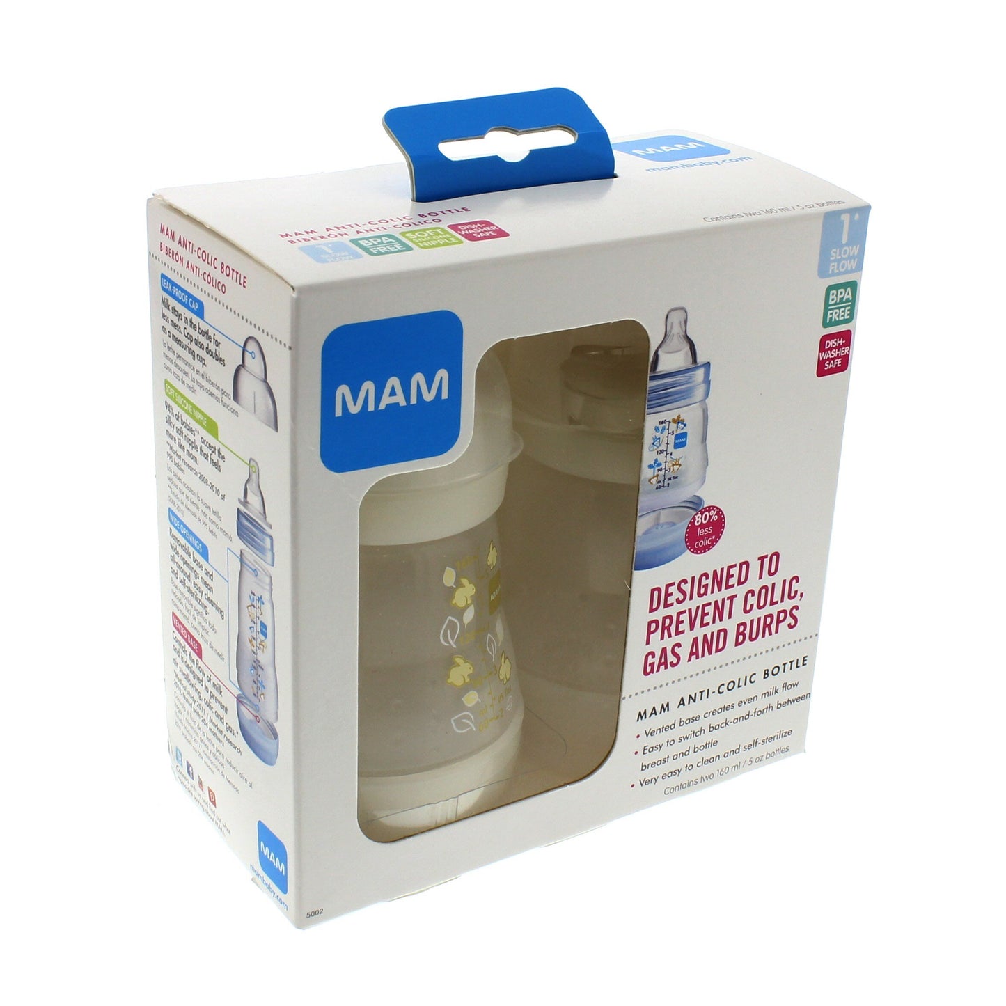 MAM Anti-Colic 5 OZ Bottles, Assorted Colors